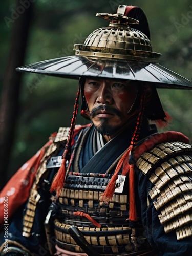 Traditional Samurai Warrior – Authentic Japanese Armor and Battle Hat, Epic Outdoor Portrait