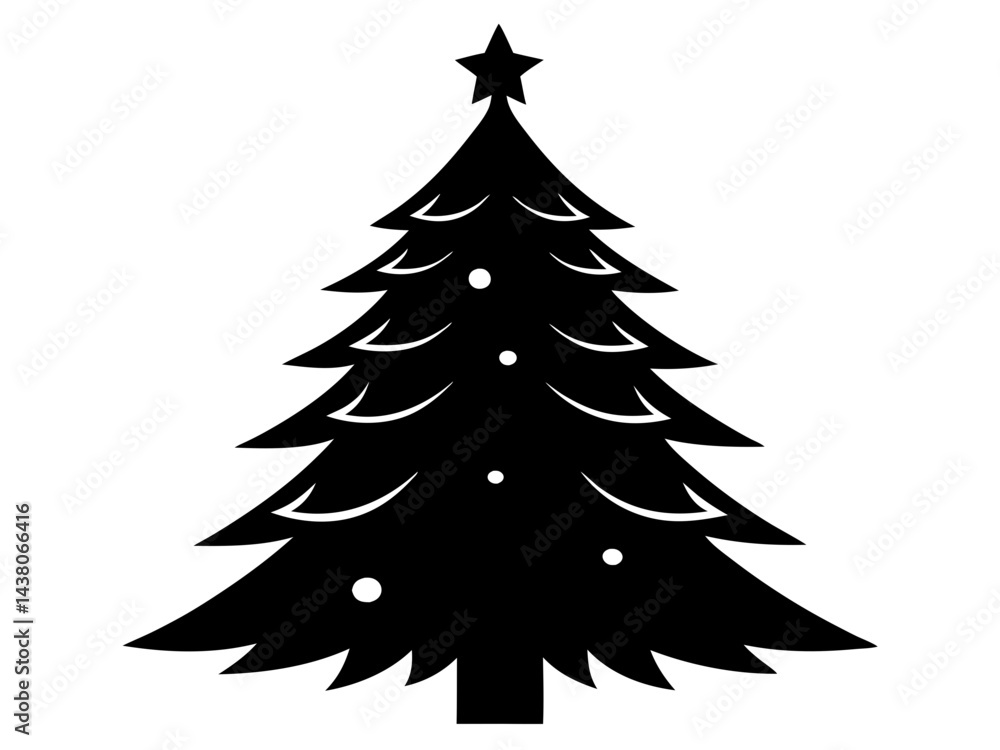 Obraz premium Christmas Tree Vector Illustration | Christmas Tree Silhouette SVG Design for Holiday Crafts