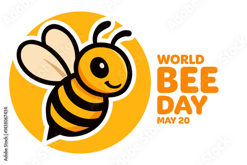 World Bee Day. May 20. Vector illustration. Holiday banner, card, poster and background template.
