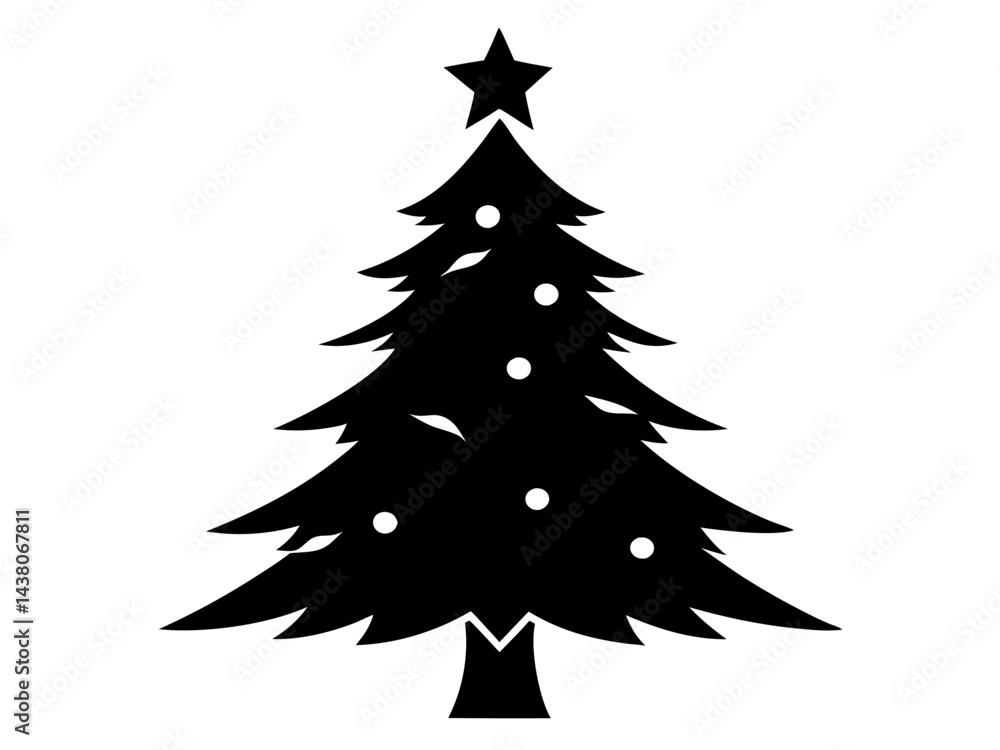 Fototapeta premium Christmas Tree Vector Illustration | Christmas Tree Silhouette SVG Design for Holiday Crafts