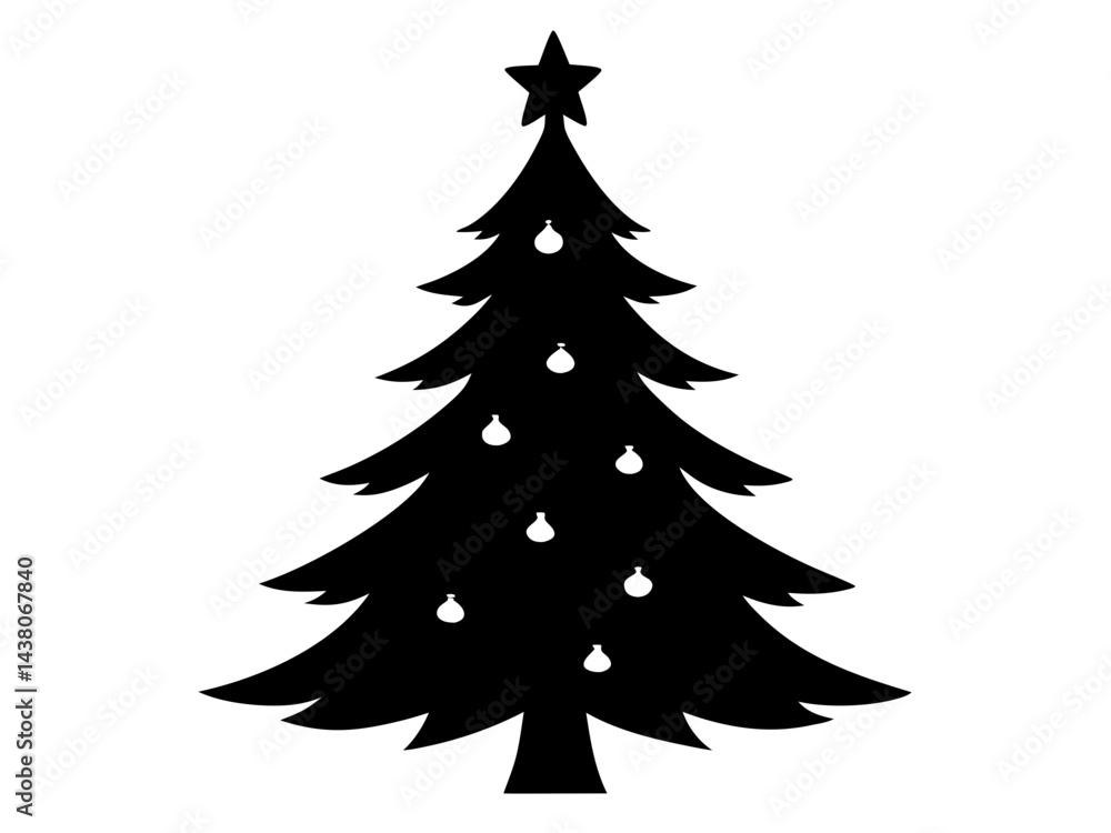 Obraz premium Christmas Tree Vector Illustration | Christmas Tree Silhouette SVG Design for Holiday Crafts