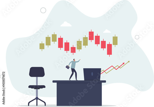 Success online trader, stock market and crypto currency internet trading, earn money from investment technical analysis concept. character life .