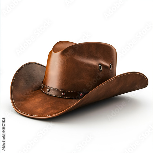 Stylish brown leather cowboy hat, perfect accessory for outdoor adventures and western-themed outfits.