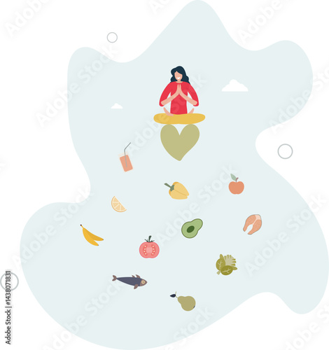 Mindful eating and daily diet with harmony and balance. character life .