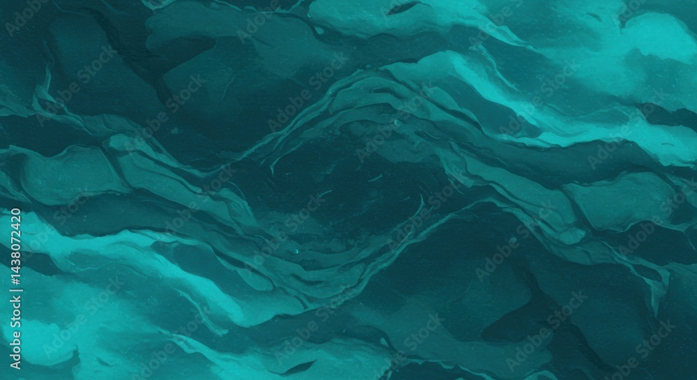 Fototapeta premium An abstract gigapixel teal-toned artwork evokes a sense of depth and fluidity with swirling,