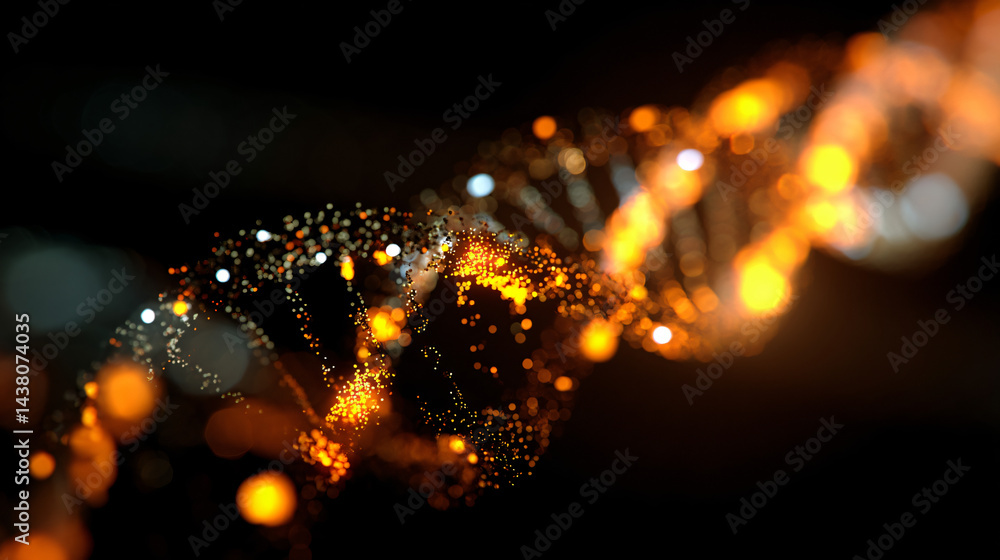 Digital double helix structure illuminated with particles Digital double helix structure illuminated with particles