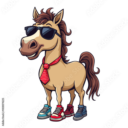 funny horse cartoon vector illustration