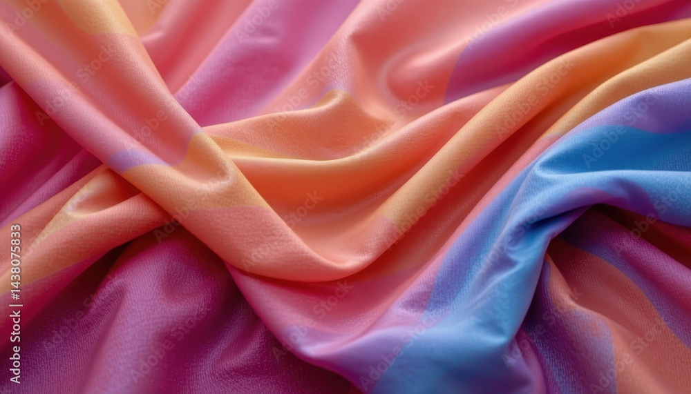 Fototapeta premium Soft Colorful Textile Fabric with Pink and Blue Gradient Design