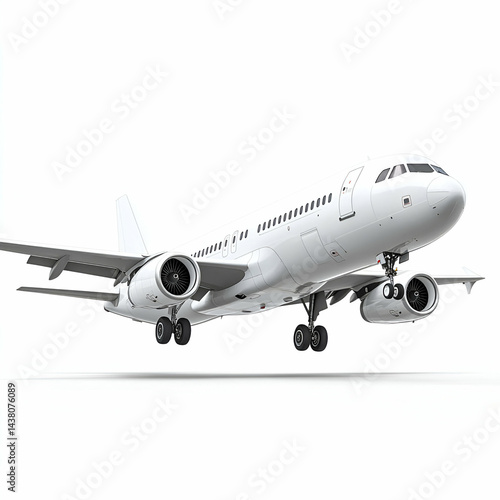 Commercial jet aircraft in flight grayscale image