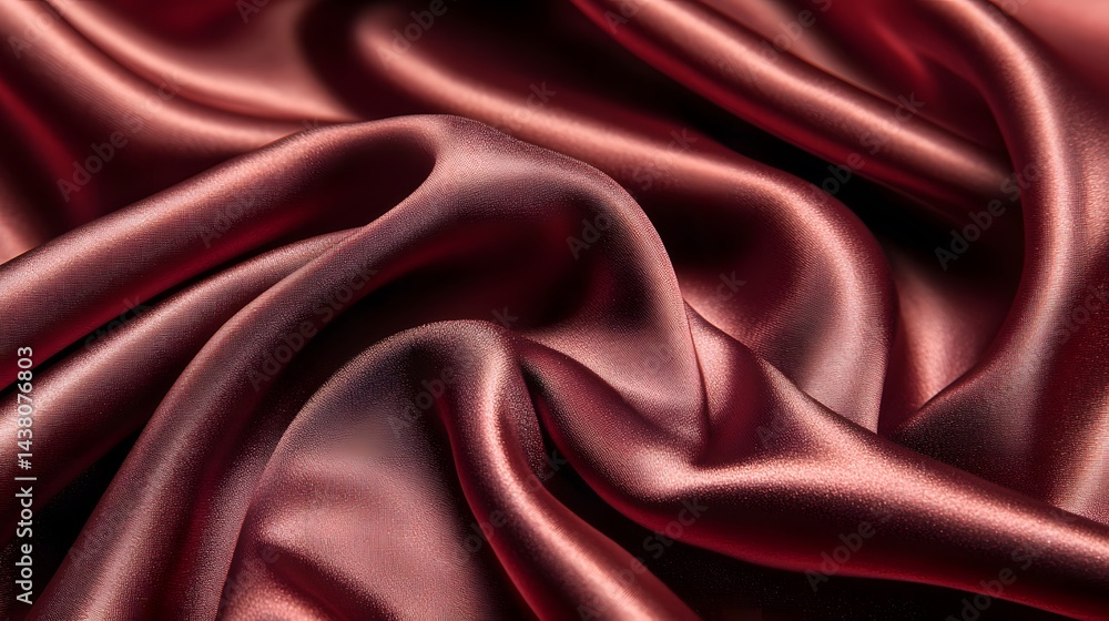 Obraz premium Luxurious deep maroon silk fabric drapes in elegant folds.