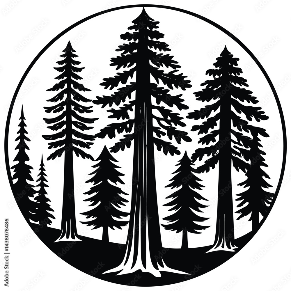 Fototapeta premium Sequota trees icon on white background 
