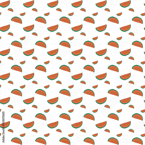 Seamless Pattern Featuring Watermelon Slices on a White Background