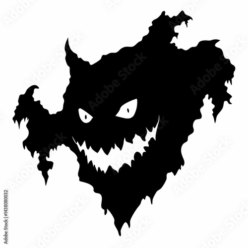 Mysterious Silhouette of a Spooky Creature with Glowing Eyes and Jagged Edges