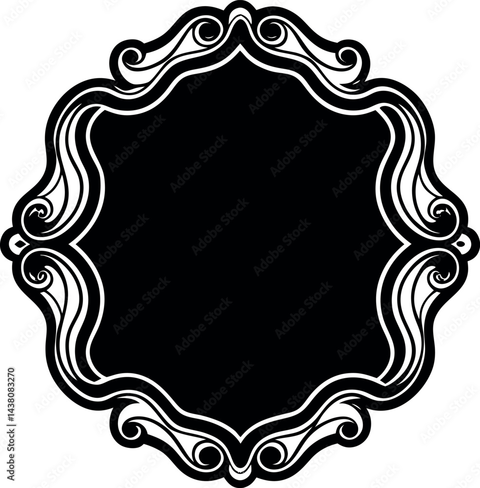Undulate Frame Silhouette Vector – Simple Black Decorative Border Illustration Undulate Frame Silhouette Vector – Simple Black Decorative Border Illustration