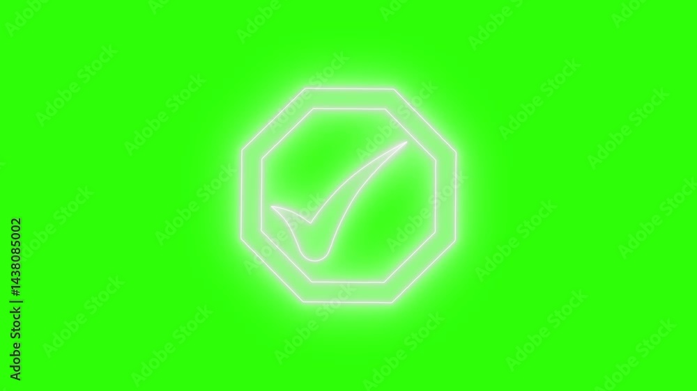 Neon Glowing Tick Animation Success Symbol, Representing Approval or Confirmation Neon Glowing Tick Animation Success Symbol, Representing Approval or Confirmation