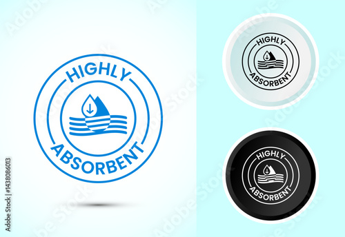 Water absorbent icon design illustration, Water drop absorb sign symbol in color black and white