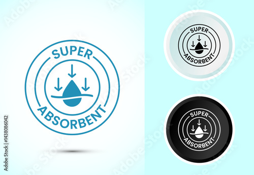 Water absorbent icon design illustration, Water drop absorb sign symbol in color black and white