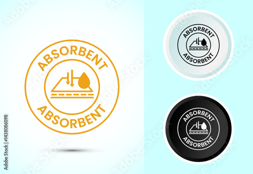 Water absorbent icon design illustration, Water drop absorb sign symbol in color black and white