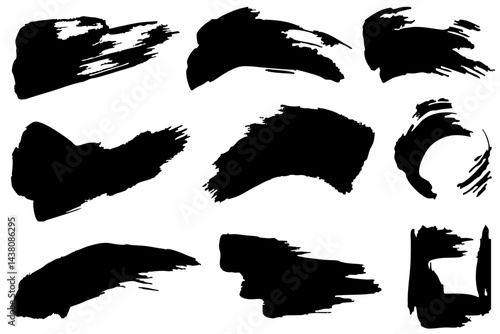 和風素材　筆で描かれたダイナミックな線のイラストセット　ベクターセット