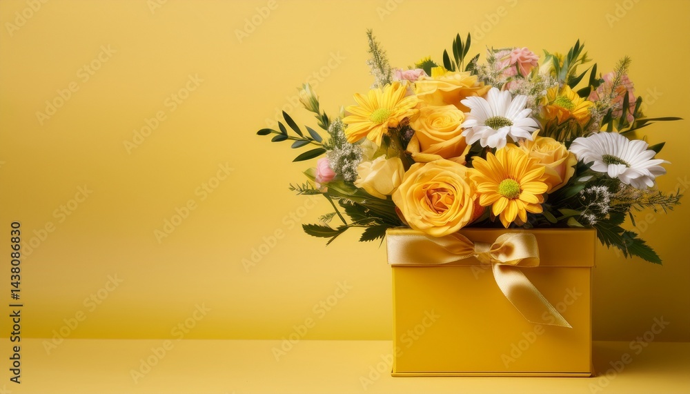 custom made wallpaper toronto digitalflower bouquet in yellow box on yellow background