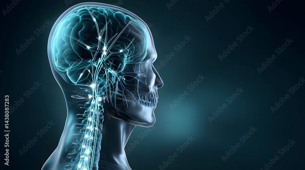 Fototapeta premium Illuminated Neural Network: A Human Brain Visualization