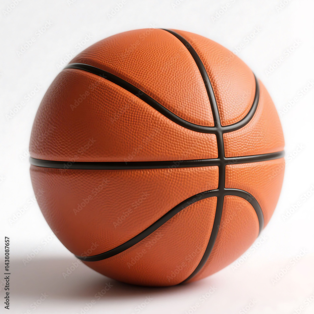 Fototapeta premium Basketball, realistic, close-up, detailed texture, orange leather,