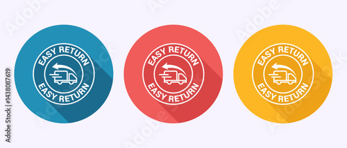 Easy return icon design illustration, Easy return label sign in shadow button design