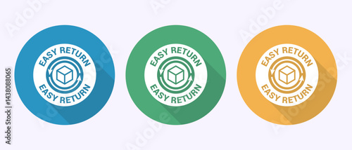 Easy return icon design illustration, Easy return label sign in shadow button design