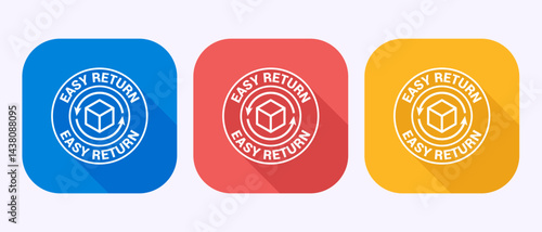Easy return icon design illustration, Easy return label sign in shadow button design