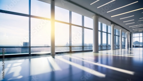 Wallpaper Mural  Beautiful blurred background of a light, modern office interior with panoramic windows  Torontodigital.ca