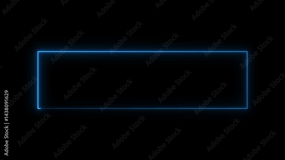 neon blue color rectangle picture frame icon animation sign symbol on black background neon blue color rectangle picture frame icon animation sign symbol on black background