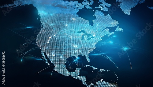  Digital map of USA, concept of North America global network and connectivity, data transfer