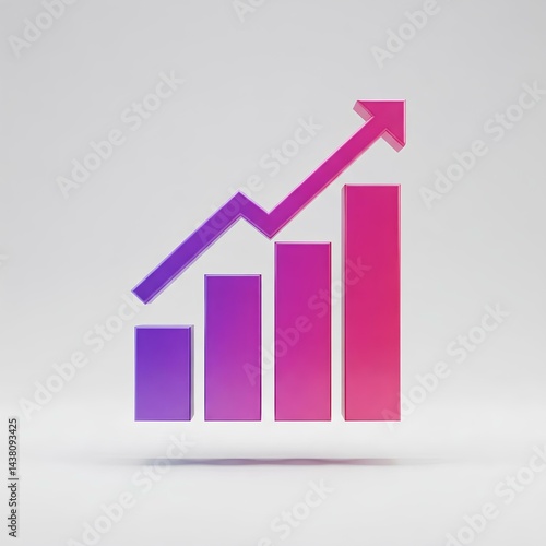 Free Download Purple and Pink 3D Growing Bar Graph Isolated on Light Gray
 - GFXLoad