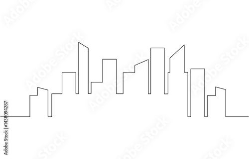 Modern cityscape continuous one line vector drawing, One single line drawing New York city skyline United States. Historical town landscape in world.
