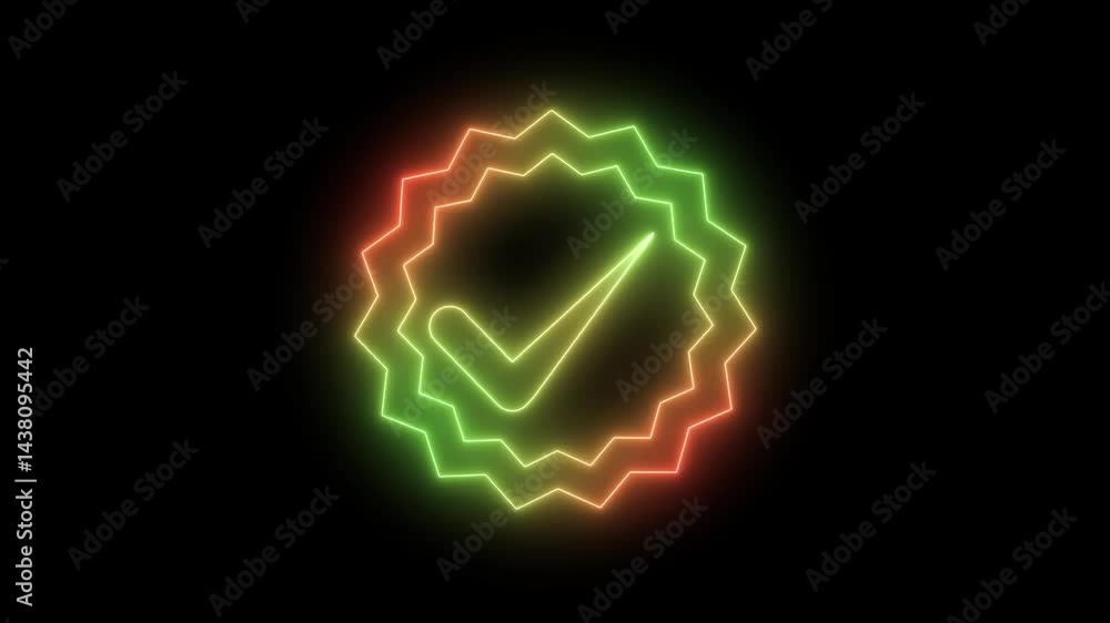 Neon Checkmark in Starburst Design Animation, Animated Neon Tick Symbol Neon Checkmark in Starburst Design Animation, Animated Neon Tick Symbol