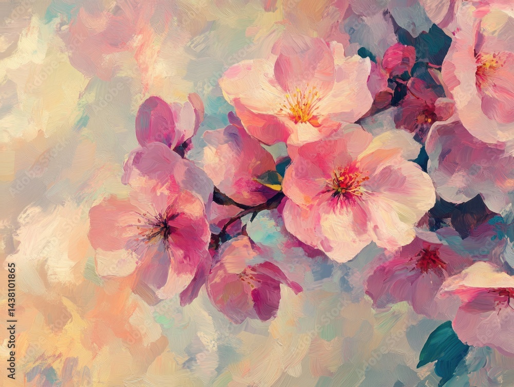 This image depicts an abstract art print featuring a vibrant bouquet of pink and purple flowers, rendered in a watercolor-like style that gives the appearance of blending into the background. The This image depicts an abstract art print featuring a vibrant bouquet of pink and purple flowers, rendered in a watercolor-like style that gives the appearance of blending into the background. The