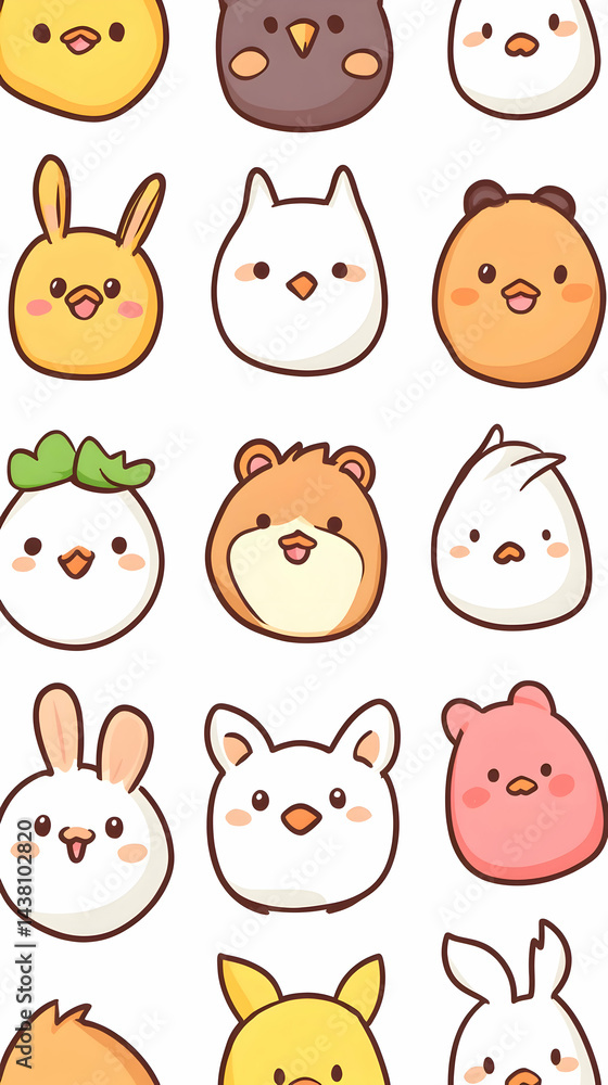 Obraz premium Cute Animal Faces Collage