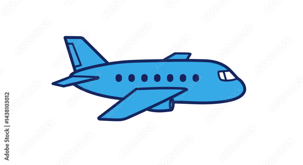 Fototapeta premium Blue Airplane Illustration on White Background