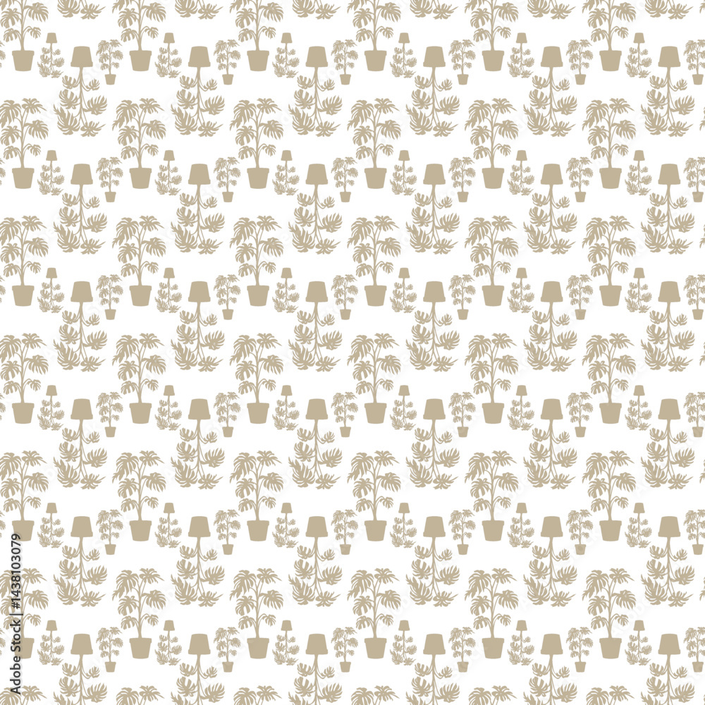 Seamless Pattern of Potted Plants Showcasing Modern Botanical Decor Seamless Pattern of Potted Plants Showcasing Modern Botanical Decor