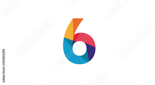 Free Download Colorful Geometric Number Six Illustration - GFXLoad