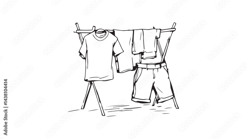Drying rack line art illustration Drying rack line art illustration