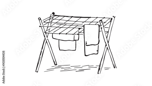 Drying rack line art illustration