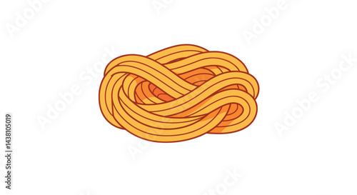 Tangled Golden Spaghetti Noodles Illustration