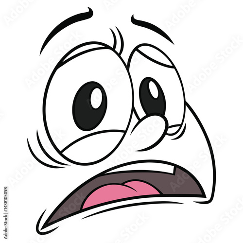 Cartoon Face Showing Disgust with Large Eyes, Open Mouth & Disappointed Brows