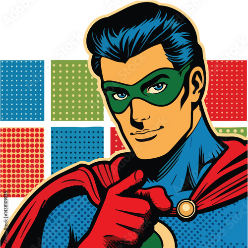 Pop Art Superhero Vector Illustration for Comic Book Style Designs