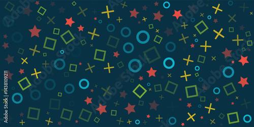 Video games outline pattern. Vector game concept seamless background. Play station game pad. Abstract background controller seamless pattern on dark background eps 10