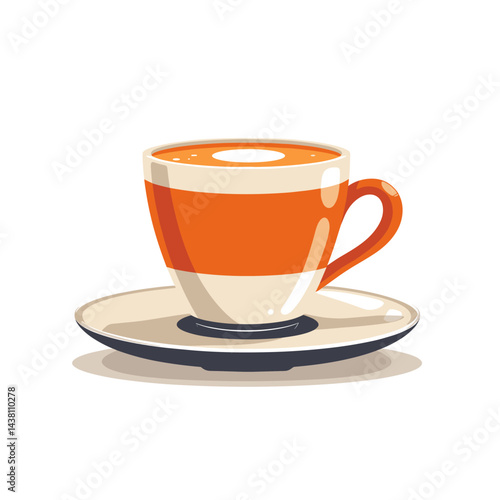 Cup of coffee with saucer vector Illustration on a white background
