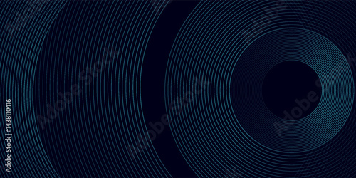  blue modern abstract wide banner with geometric shapes. Dark blue and white abstract background
