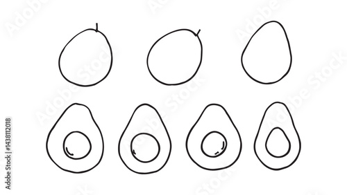 Avocado set line art