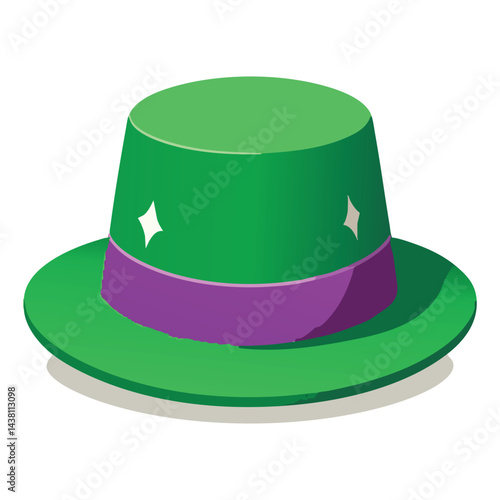 Green Top Hat Cartoon Vector Style Graphic Illustration Art